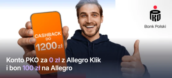 Załóż konto PKO i zyskaj 1200 zł i bon 100 zł na Allegro